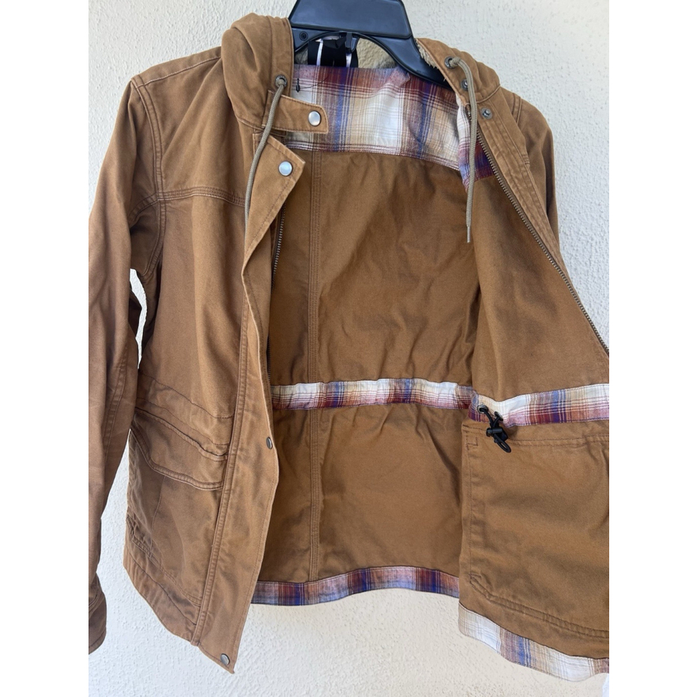 Patagonia Prairie Dawn Jacket Women’s Brown Hooded Organic Cotton Barn Chore - Picture 12 of 14